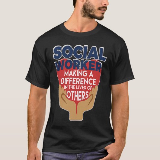 他者の人生に差をつけるソーシャルワーカー Tシャツ (正面)