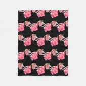 ~付きのかわいいピンク色の夢を見る女性ベビーフラミンゴ フリースブランケット (正面)