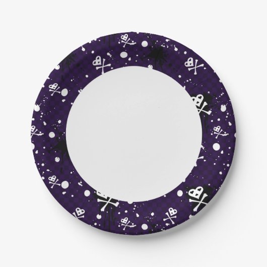 〜付きの暗色Emoパタ絵を描ーン ペーパープレート (正面)