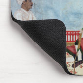 付き添い人が付いている台地で着席するヨーロッパ人 マウスパッド (コーナー)