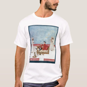 付き添い人が付いている台地で着席するヨーロッパ人 Tシャツ