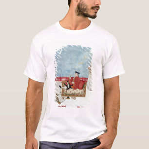 付き添い人が付いている台地で着席するヨーロッパ人 Tシャツ