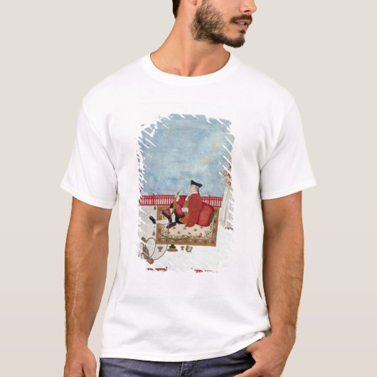 付き添い人が付いている台地で着席するヨーロッパ人 Tシャツ (正面)
