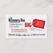 付属の花型女性歌手: ジュエリーのファッションの販売人 割引カード (裏面)