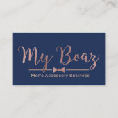 付属ばら色の金ゴールドのタイポグラフィの濃紺の人 名刺 (正面)