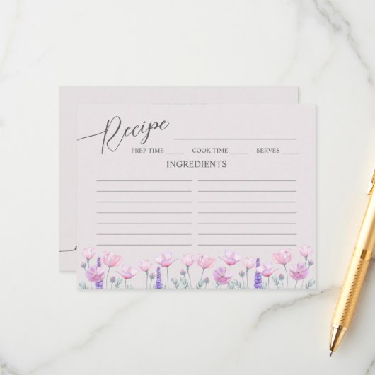 付箋カード ウェディングシャワー レシピ エンクロージャーカード (正面/裏面インサイチュ)