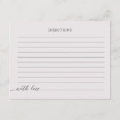 付箋カード ウェディングシャワー レシピ エンクロージャーカード (裏面)
