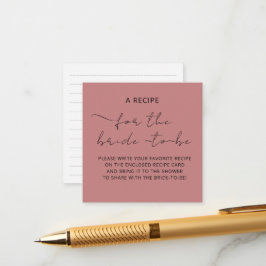 付箋カード「レシピ」 ブライダルシャワーのための エンクロージャーカード