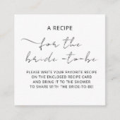 付箋カード「レシピ」 ブライダルシャワーのための エンクロージャーカード (正面)