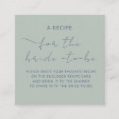 付箋カード「レシピ」 ブライダルシャワーのための エンクロージャーカード (正面)