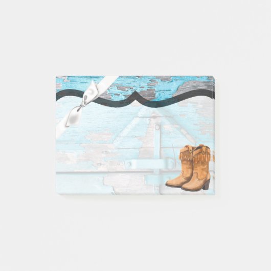 付箋ブルーウッドバーンドアブーツカントリーラス ポストイット (正面)