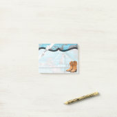 付箋ブルーウッドバーンドアブーツカントリーラス ポストイット (デスク上)