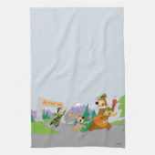 代々木熊のピクニク素晴らしバスケット脱出 キッチンタオル (縦)