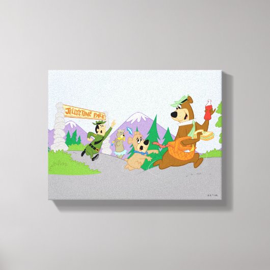 代々木熊のピクニク素晴らしバスケット脱出 キャンバスプリント (正面)