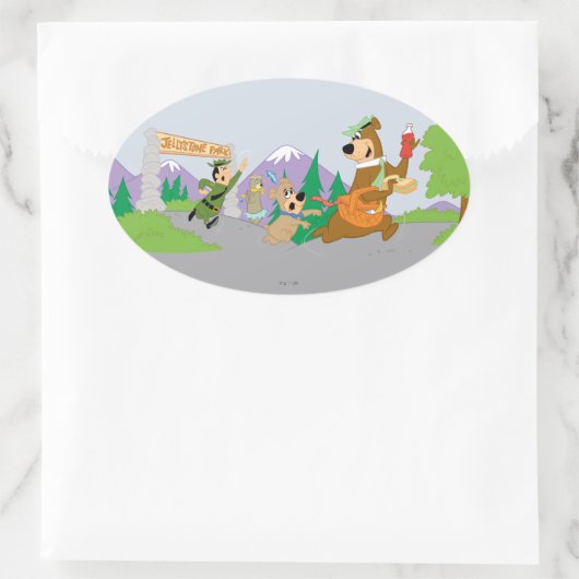 代々木熊のピクニク素晴らしバスケット脱出 楕円形シール (バッグ)