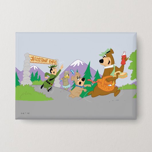 代々木熊のピクニク素晴らしバスケット脱出 缶バッジ (正面)