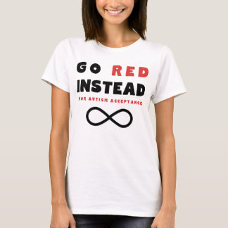 代りの赤の自閉症の受諾 Tシャツ
