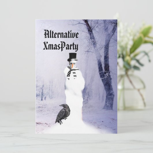 代わりとなるゴシック様式雪だるまのクリスマス 招待状 (スタンド正面)