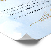 代わりに贈り物サイン 青い水彩 ゴールド ポスター (角)