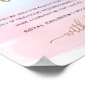 代わりのお favors のピンクとブルーの水彩 ゴールド サイン (角)