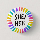 代名詞のレインボーブライトサークルリングや輪 缶バッジ (正面)