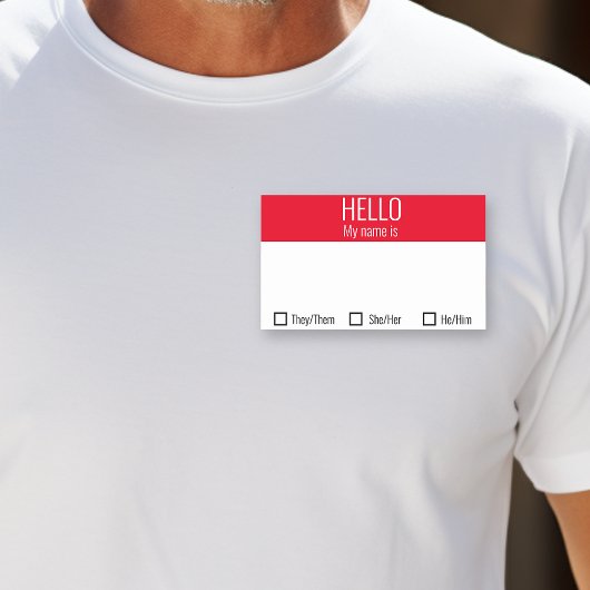 代名詞の選択を含む名前タグバッジ 長方形シール