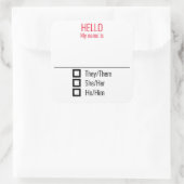 代名詞を含む名前タグバッジ スクエアシール (バッグ)