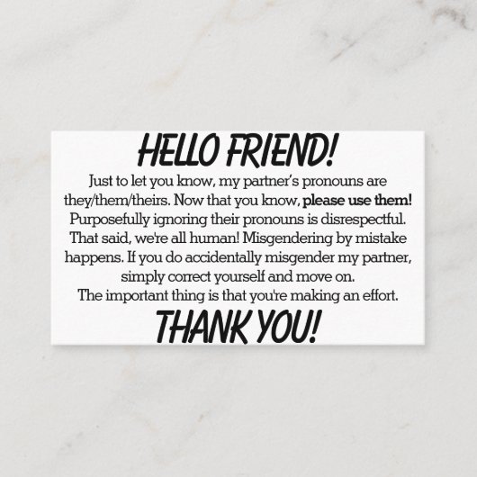 代名詞カード(相手/相手) 名刺 (正面)