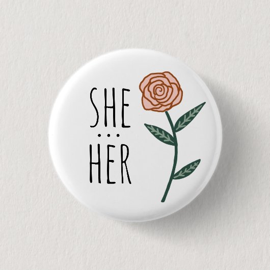 代名詞ピンクローズカスタム 缶バッジ (正面)