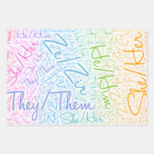 代名詞プライドジェンダー同性愛者レインボーlgbtqa ラッピングペーパーシート (正面)