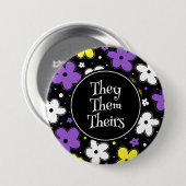 代名詞!非バイナリプライドフラワーズドードル 缶バッジ (正面&裏面)