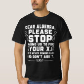 代数の悩みを笑いに変える数学ユーモア Tシャツ (正面)