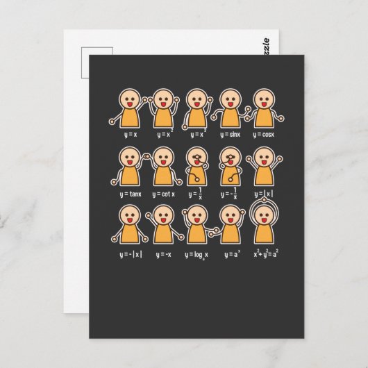 代数先生数学の生徒方程式グラフ ポストカード (正面/裏面)