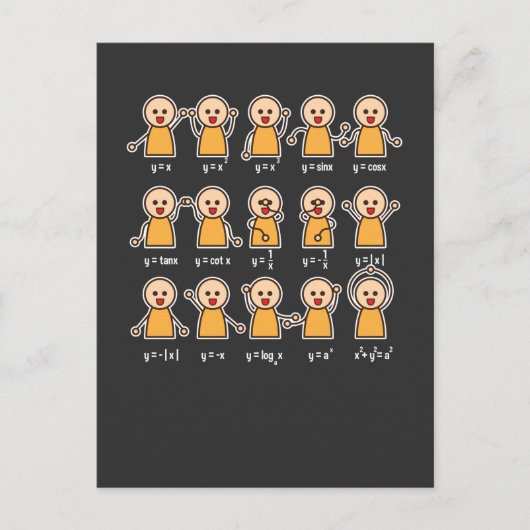 代数先生数学の生徒方程式グラフ ポストカード (正面)