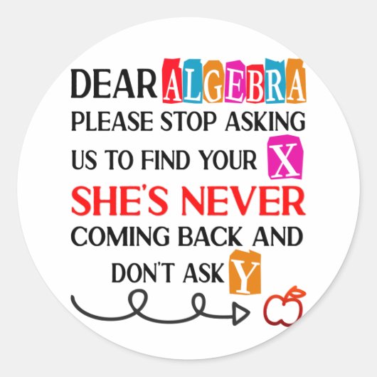 代数親愛お願いストップ頼の演算おもしろい引用文 ラウンドシール (正面)