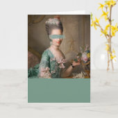 代替アートヴィンテージポートレートティール（緑がかった色）カラーブロック カード (黄色い花)