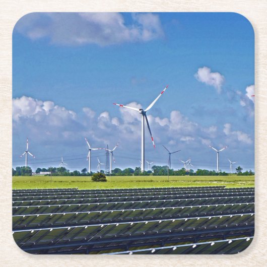 代替エネル太陽のギーと風 スクエアペーパーコースター (正面)