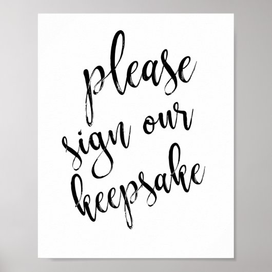 代替ゲストブックブラックとホワイト8x10サイン ポスター (正面)