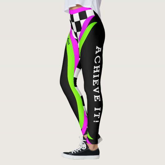 代替コン市松模様にセプトのフラ信じスコト レギンス (左)