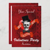 代替ゴシック様式のバレンタインパーティー 招待状 (正面/裏面)