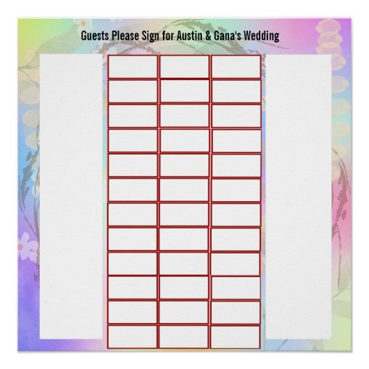 代替デザインのゲスト結婚署名 ポスター (正面)