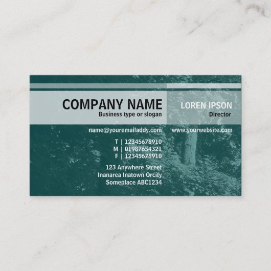 代替トーン – ツリー内 – 暗いティール（緑がかった色） 名刺 (正面)