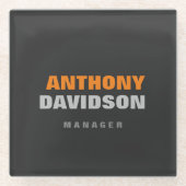 代替パーフェクトサイズグレーオレンジはっきりした文字 ガラスコースター (正面)