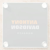 代替パーフェクトサイズグレーオレンジはっきりした文字 ガラスコースター (裏面)