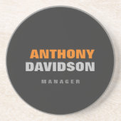 代替パーフェクトサイズグレーオレンジはっきりした文字 コースター (正面)