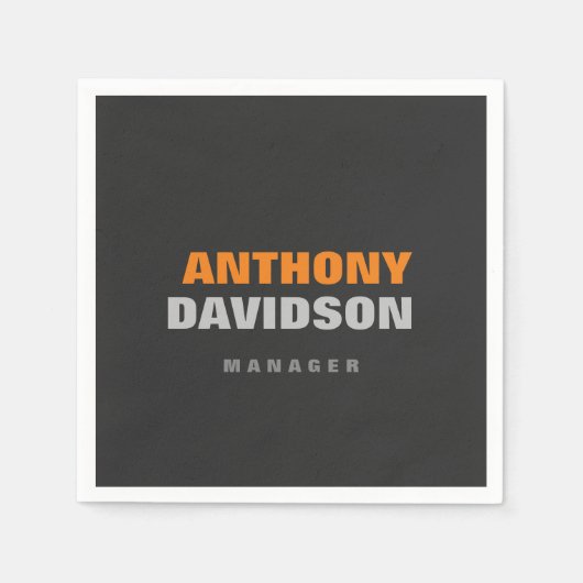 代替パーフェクトサイズグレーオレンジはっきりした文字 スタンダードカクテルナプキン (正面)