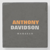 代替パーフェクトサイズグレーオレンジはっきりした文字 ストーンコースター (正面)