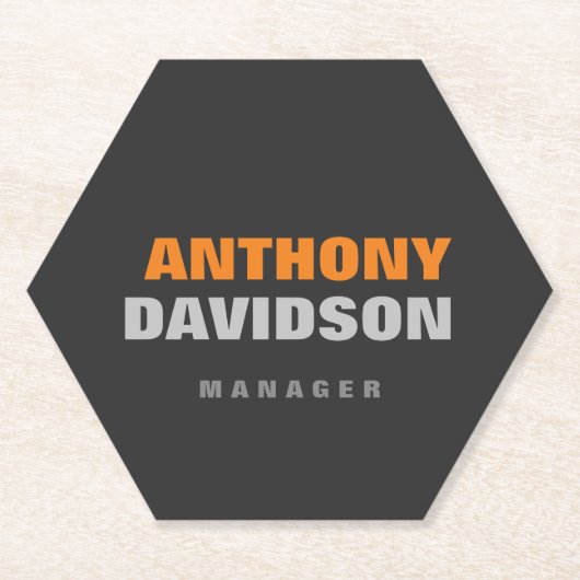 代替パーフェクトサイズグレーオレンジはっきりした文字 ペーパーコースター (正面)