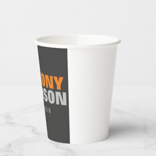 代替パーフェクトサイズグレーオレンジはっきりした文字 紙コップ (左)