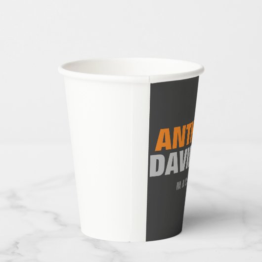 代替パーフェクトサイズグレーオレンジはっきりした文字 紙コップ (右)